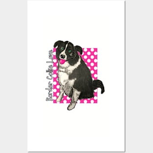 Border Collie Love Polka Dots Posters and Art
